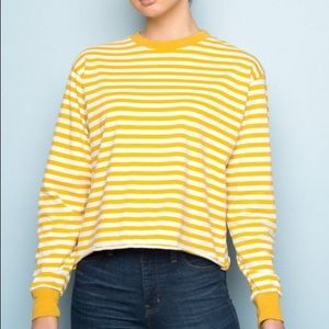 Brandy Melville yellow and white striped tee